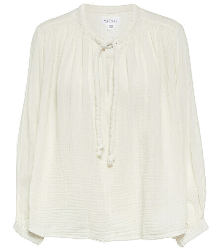 Photo: Velvet Tie-neck cotton blouse top