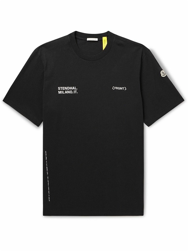 Photo: Moncler Genius - 7 Moncler FRGMT Hiroshi Fujiwara Logo-Print Cotton-Jersey T-Shirt - Black