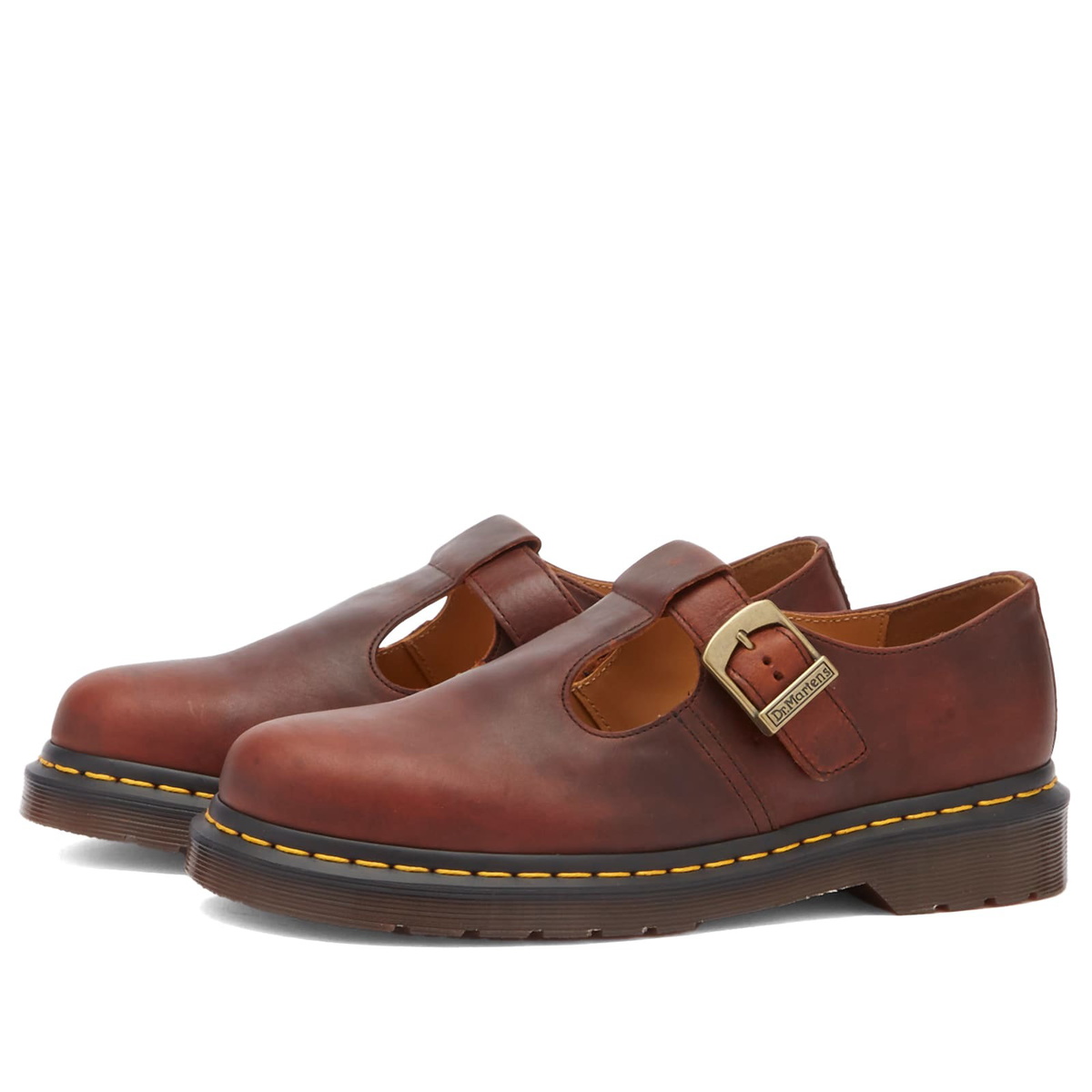 Dr. Martens Women's T-Bar Shoe Whiskey Regency Calf in Brown