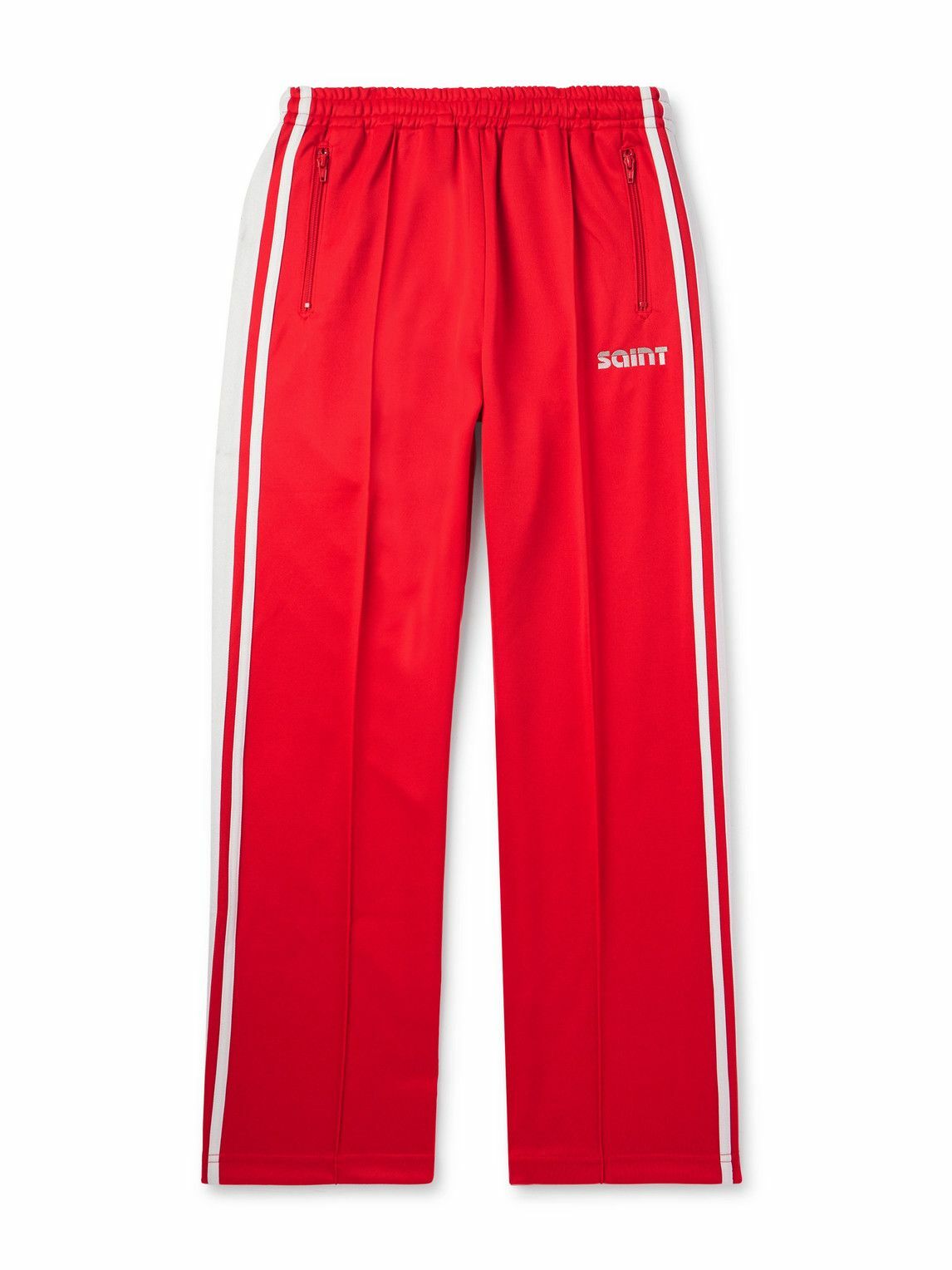 SAINT Mxxxxxx - Straight-Leg Logo-Embroidered Striped Jersey Track