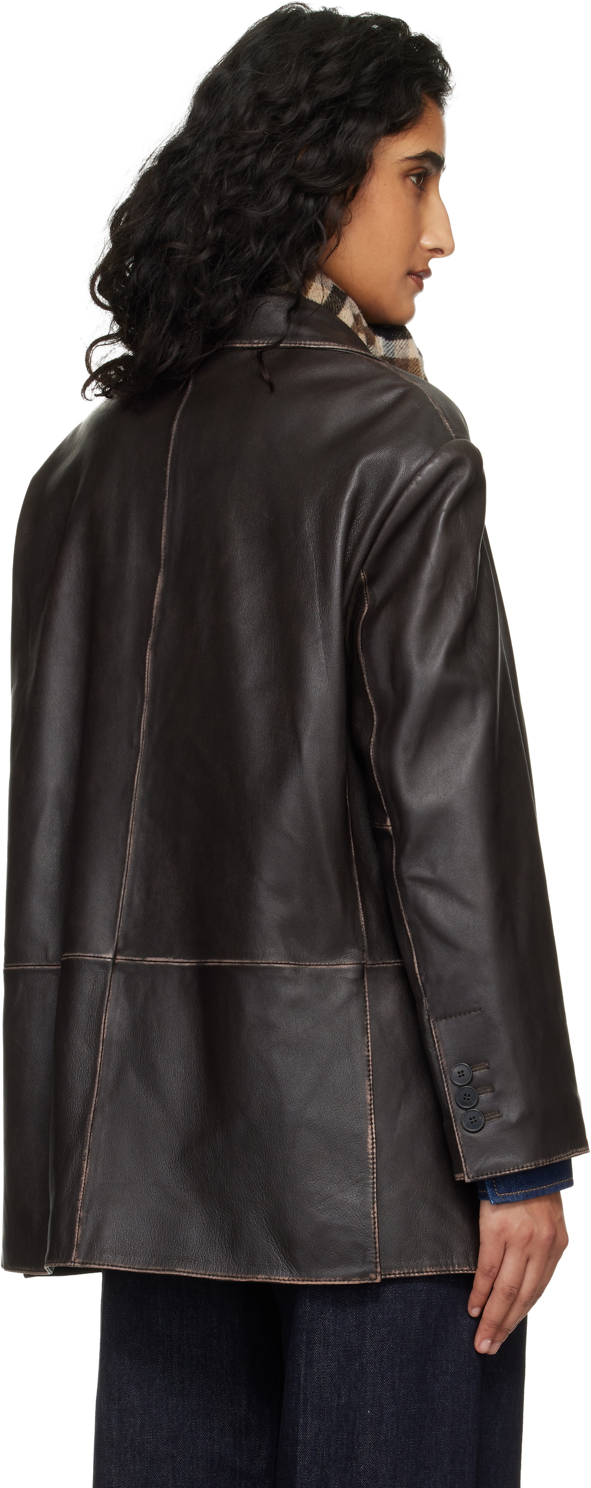 Weekend Max Mara Brown Pila Leather Blazer