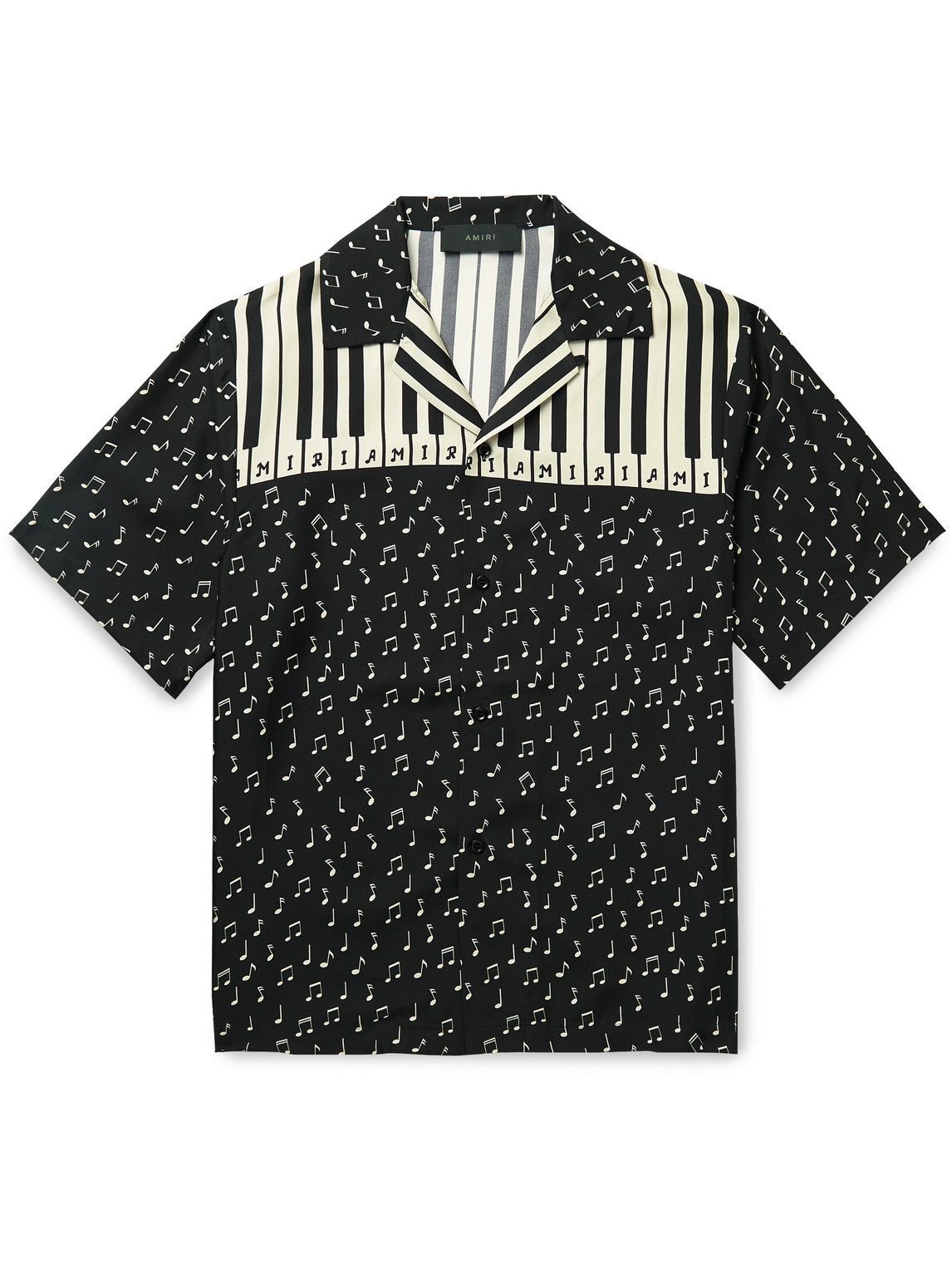 Amiri Monochrome Logo-print Silk-twill Shirt In Black