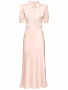 ALESSANDRA RICH - Silk Satin Short Sleeve Long Dress