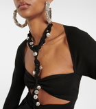 Area Chain-link crystal-embellished jersey bodysuit