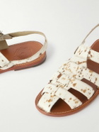 Grenson - Quincy Cow-Print Calf Hair Fisherman Sandals - White