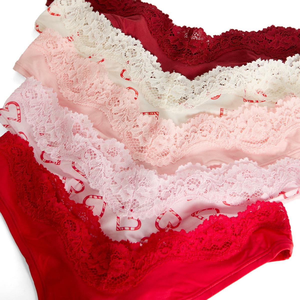SKIMS Women's Fits Everybody Lace Dipped Thong 5 Pack in Candy Heart Multi