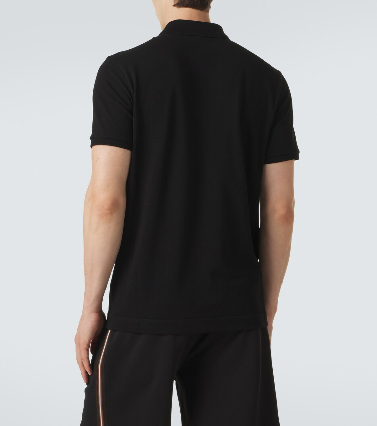 Moncler Leather-trimmed cotton piqué polo shirt