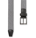 Anderson's - 3.5cm Leather-Trimmed Woven Elastic Belt - Men - Gray