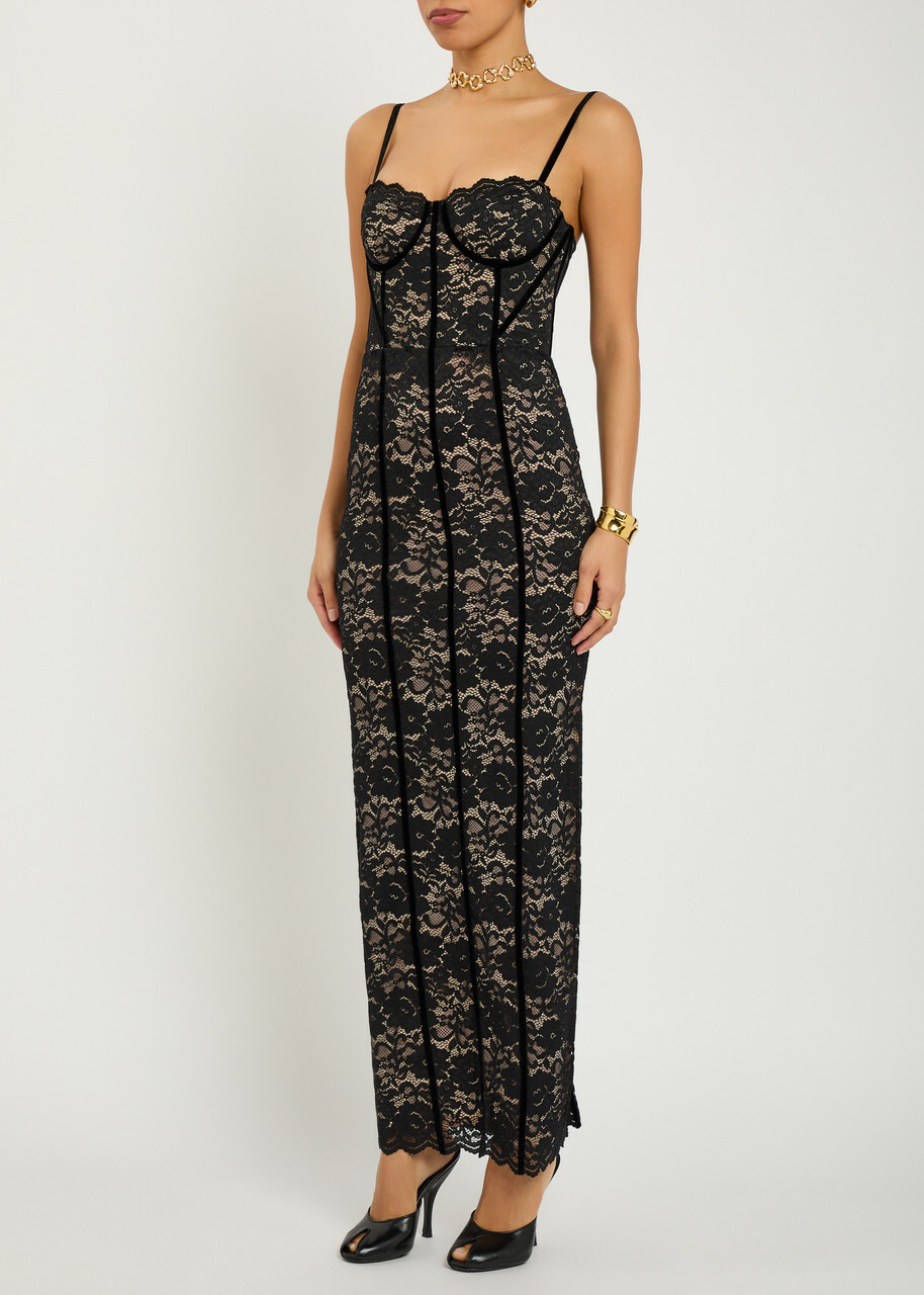 Alice + Olivia Carissa Floral-lace Maxi Dress Black