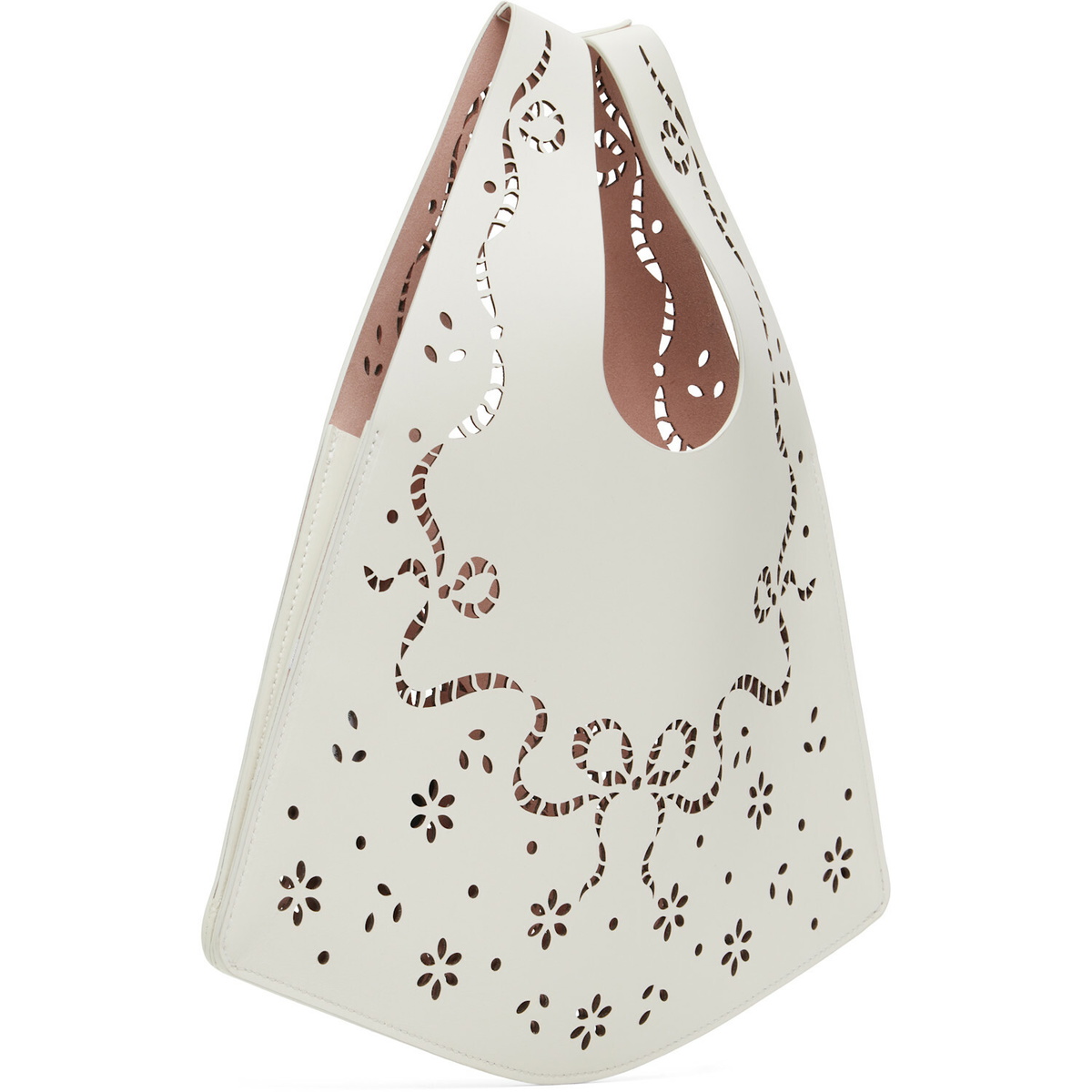 Simone Rocha Off-White Mini Lasercut Lace Shopper Tote