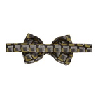 Dries Van Noten Black and Yellow Silk Squares Bow Tie