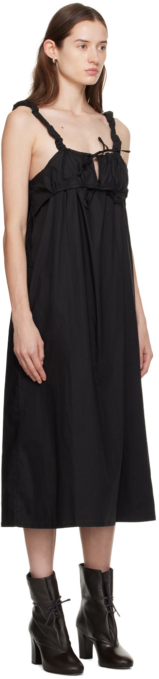 Deiji Studios Black 'The Ruched Tie' Midi Dress