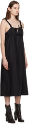 Deiji Studios Black 'The Ruched Tie' Midi Dress