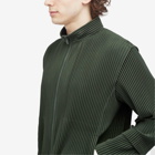 Homme Plissé Issey Miyake Men's Pleated Track Jacket in Deep Green