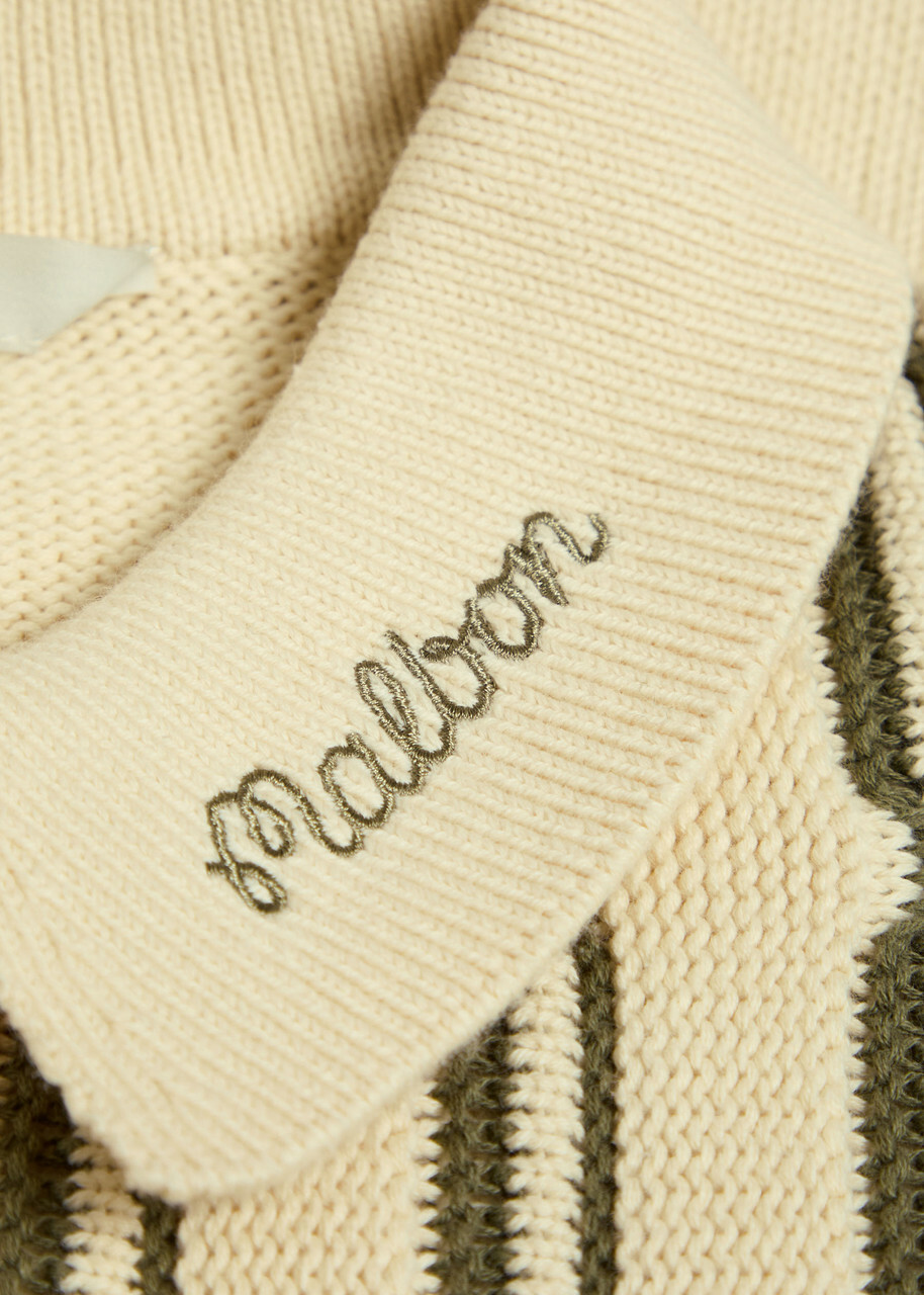 Malbon Links Patterned Cotton-blend Polo Jumper Beige
