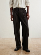 NN07 - Kay 10037 Straight-Leg Pleated Woven Trousers - Brown