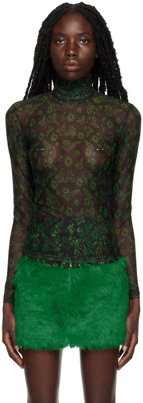 Photo: SHUTING QIU Green & Black Floral Turtleneck