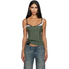 Balenciaga Green Patched Cotton Hybrid Cable Knit Tank Top