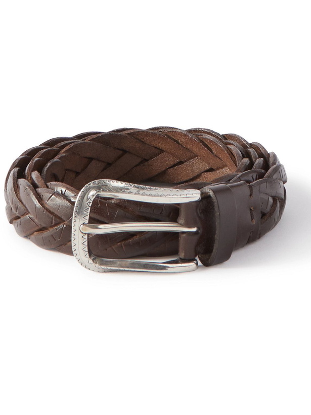 Photo: Brunello Cucinelli - 3cm Woven Leather Belt - Brown