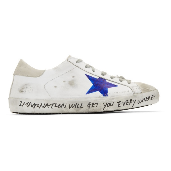 Photo: Golden Goose White Hand-Painted Skate Superstar Sneakers