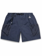 Nike - ACG Snowgrass Straight-Leg Mesh-Trimmed Belted Nylon Shorts - Blue