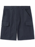Loro Piana - Bizen Wide-Leg Cotton and Linen-Blend Canvas Cargo Shorts - Blue