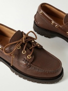Yuketen - Pebble-Grain Leather Boat Shoes - Brown