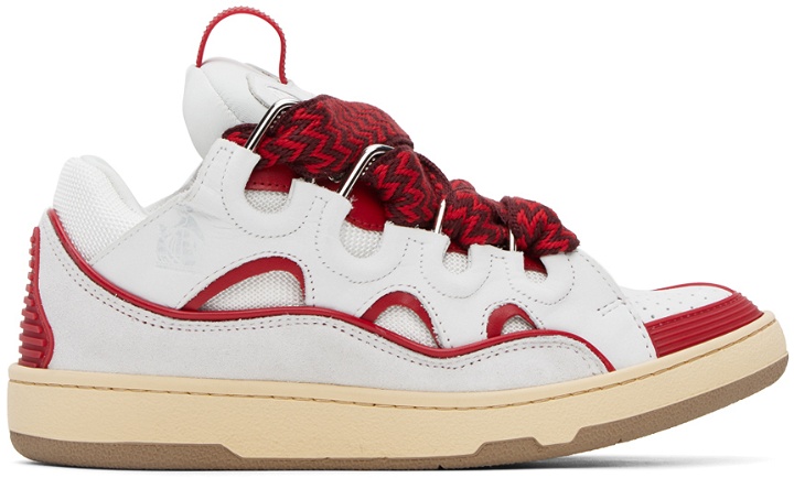 Photo: Lanvin SSENSE Exclusive White & Red Curb Sneakers