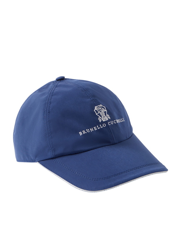 Photo: Brunello Cucinelli - Logo-Embroidered Shell Cap - Blue