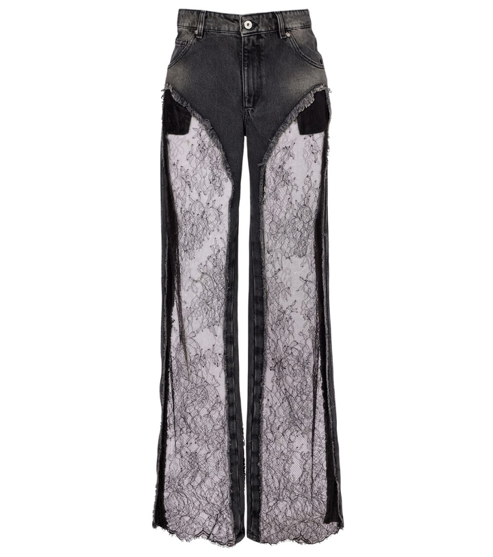 Photo: Blumarine Lace-trimmed low-rise wide-leg jeans