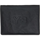 Y-3 Black Crinkled Leather Card Holder