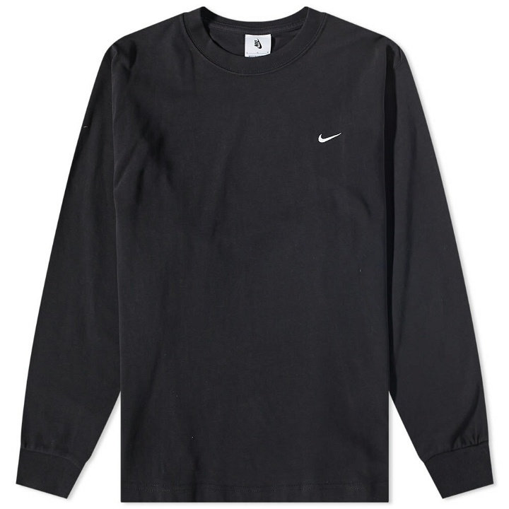Photo: Nike Men's Long Sleeve Solo Swoosh T-Shirt in Black/White