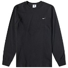 Nike Men's Long Sleeve Solo Swoosh T-Shirt in Black/White