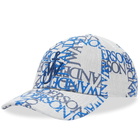 JW Anderson Men's Grid logo Cord Baseball Cap in Off White/Blue