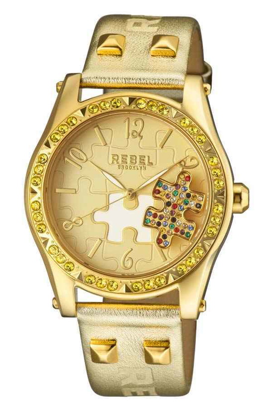Photo: Rebel Gravesend Gold Dial Ladies Watch RB111-9101