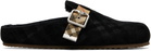 Burberry Black Check Shearling Urchin Clogs
