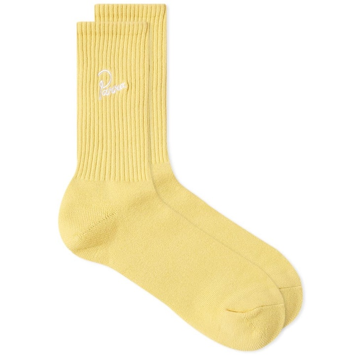 Photo: By Parra Men's Logo Crew Sock in Pale Yellow