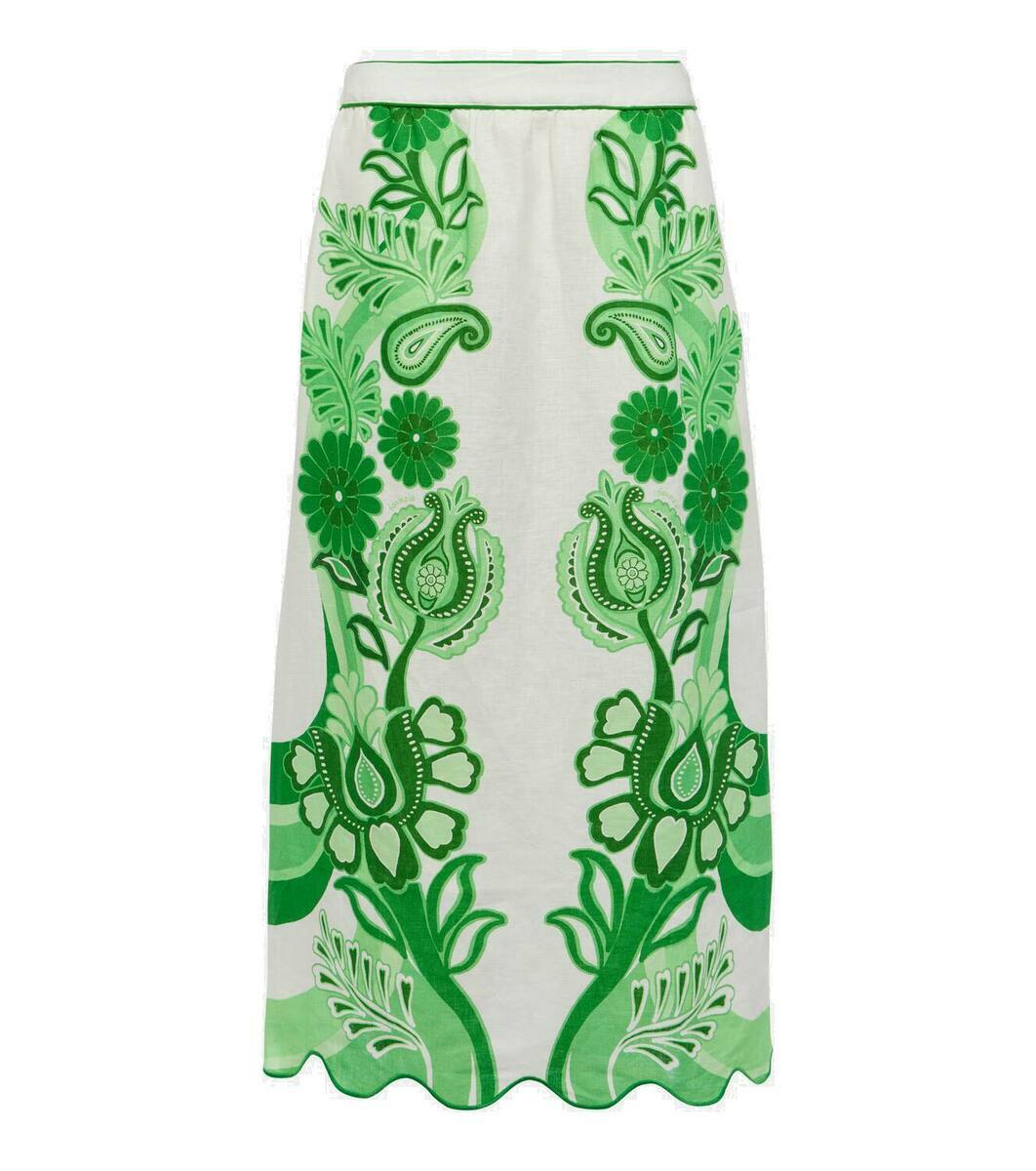 Farm Rio Color Festival printed linen midi skirt Farm Rio
