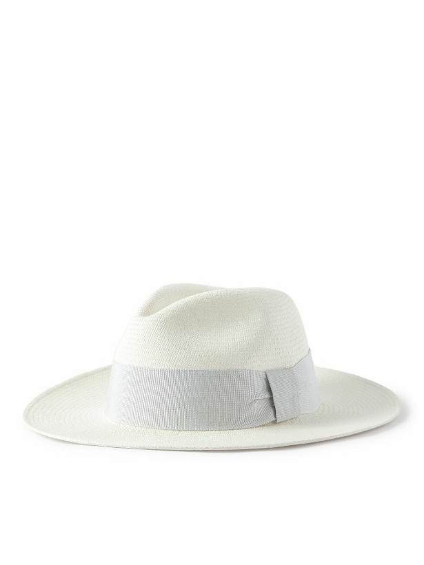 Photo: Frescobol Carioca - Rafael Grosgrain-Trimmed Straw Panama Hat - Gray