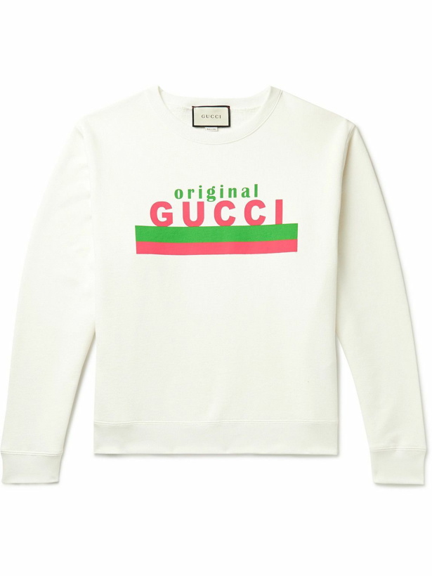 Photo: GUCCI - Logo-Print Cotton-Jersey Sweatshirt - Neutrals