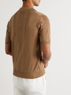 Altea - Embroidered Knitted Silk Polo Shirt - Brown