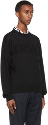 Versace Black Embroidered Logo Sweater