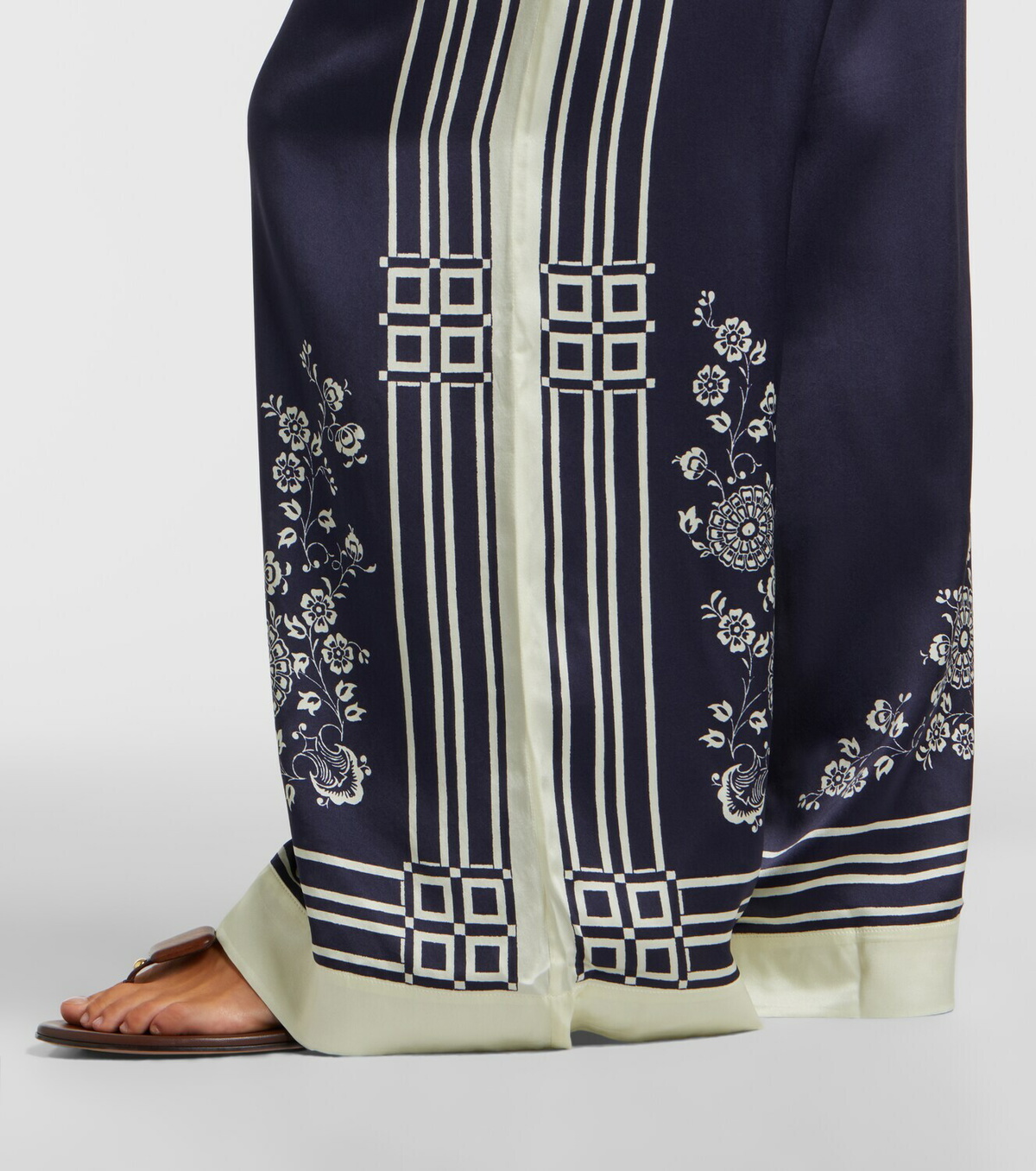 Alémais Banderra printed silk satin wide-leg pants