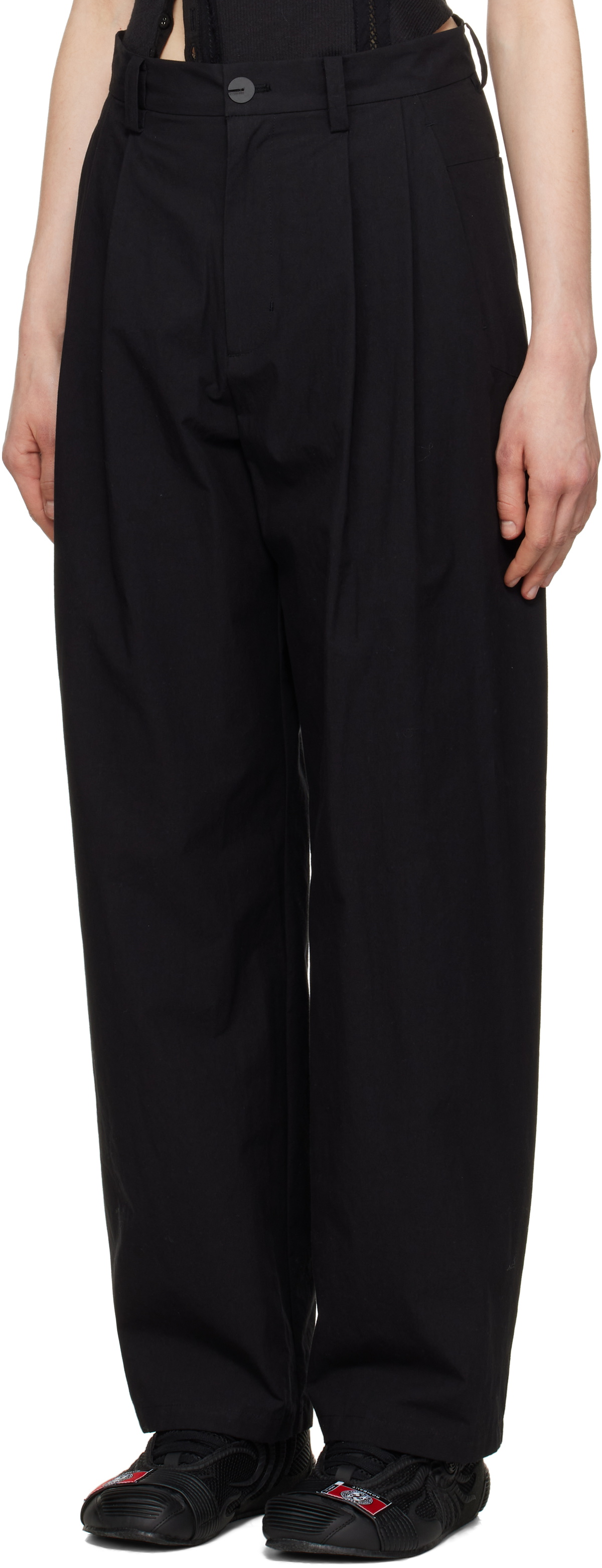 HYEIN SEO Black Wide Beaded Belt Trousers