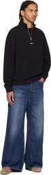 Hugo Black Cotton Terry Logo-Print Sweatshirt
