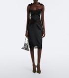 The Attico Lace-trimmed satin midi dress