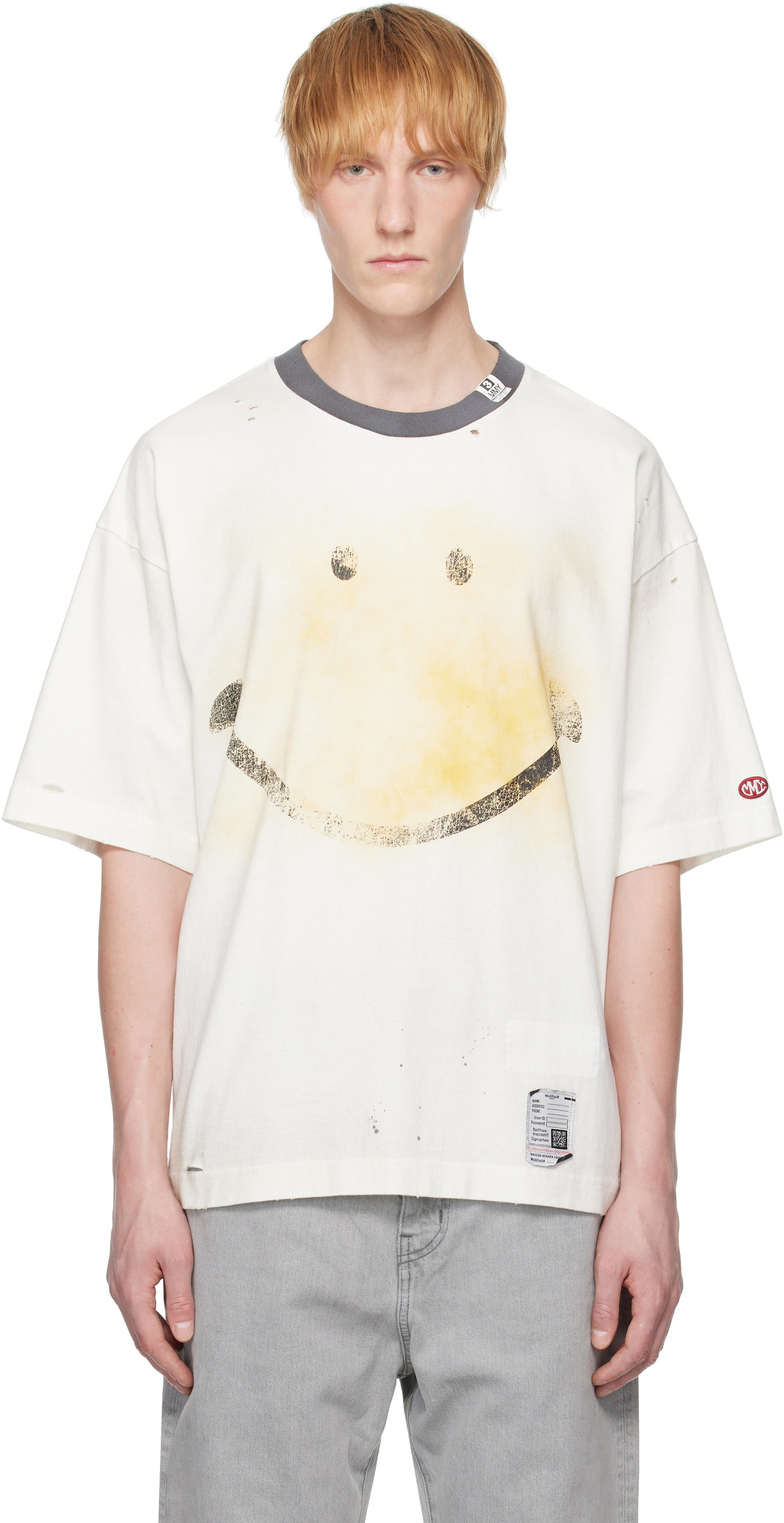 Maison MIHARA YASUHIRO Men's Smiley Face T-Shirt in Black