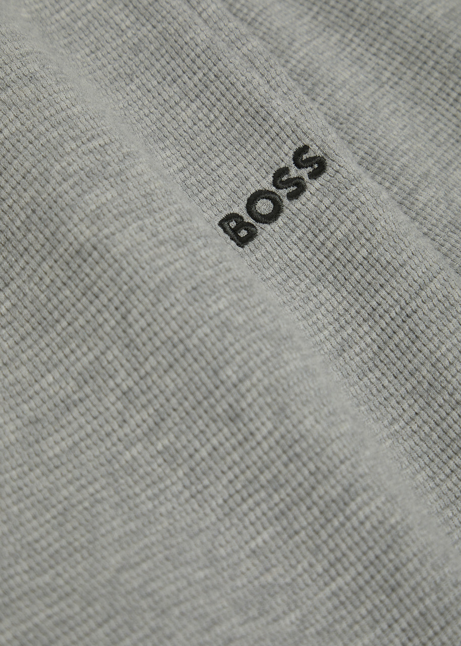Boss Logo-embroidered Waffle Cotton-blend Shorts Grey