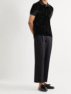 TOM FORD - Slim-Fit Velour Polo Shirt - Black