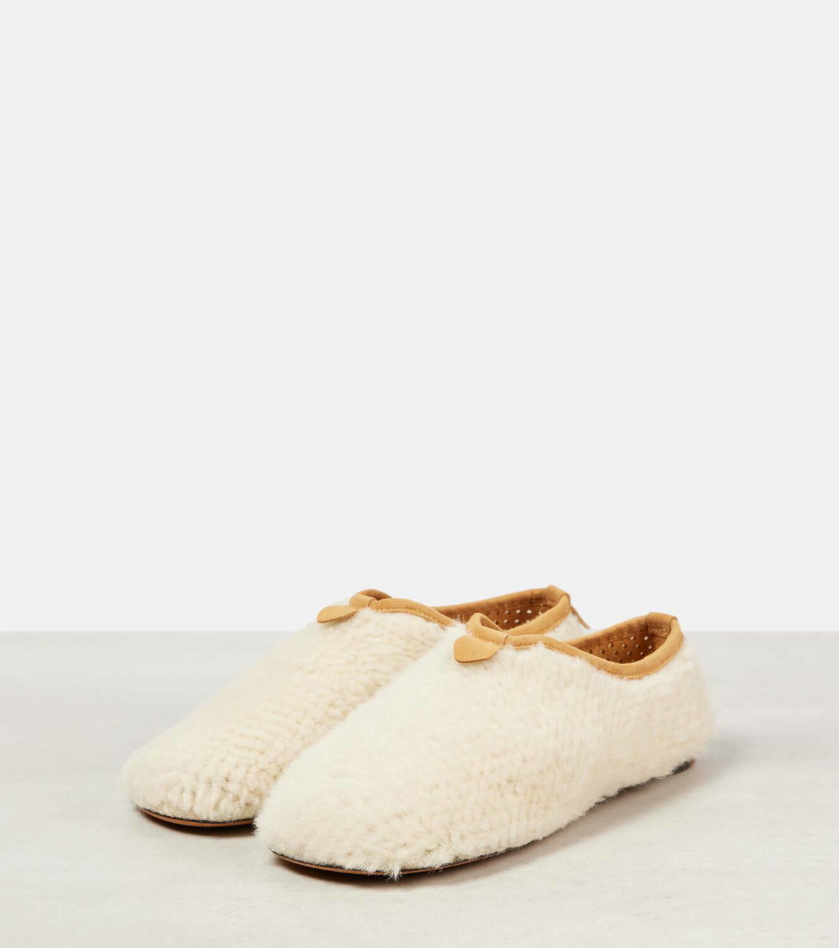 Loro Piana Floaty faux shearling-trimmed leather slippers